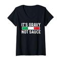 Damen Its Gravy Not Sauce Lustig Italienische Lebensmittel Italien Flagge Damen Herren T-Shirt mit V-Ausschnitt