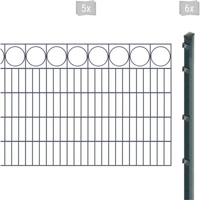 Doppelstabmattenzaun ARVOTEC "EXCLUSIVE 100 zum Einbetonieren "Ring" mit Zierleiste", grau (anthrazit), H:100cm, Stahl, 