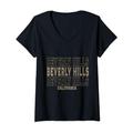 Damen Vintage Beverly Hills, Kalifornien T-Shirt mit V-Ausschnitt