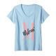 Damen Milena Name Vorname mit Monogramm Personalisiert Rosa T-Shirt mit V-Ausschnitt