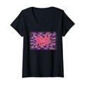 Damen Personalisierter Name Nicki I Love Nicki Groovy Pink Women T-Shirt mit V-Ausschnitt