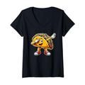 Damen Dabbing Taco Cinco de Mayo Funny Kids Boys Mexican Food Dab T-Shirt mit V-Ausschnitt