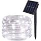 Solar Tube String Light 7/12/20M 50/100/200 Leds 8 Modes Waterproof Outdoor LED Copper Wire Lights for Garden Decor Lamp Wedding Party Tree Xmas Halloween Holiday Decoration Lighting