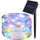 Solar Tube String Light 7/12/20M 50/100/200 Leds 8 Modes Waterproof Outdoor LED Copper Wire Lights for Garden Decor Lamp Wedding Party Tree Xmas Halloween Holiday Decoration Lighting