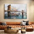 Large handmade Brooklyn Bridge Canvas painting hand painted Wall Art Abstract New York Cityscape Oil Painting on Canvas Modern Manhattan painting for Living Room bedroom artwok painting