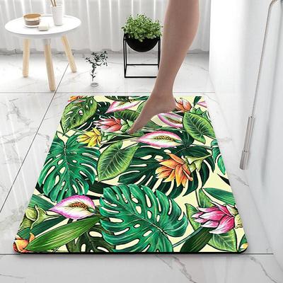 Nordic Green Leaf Bathroom Bath Mat Non-slip Creative Absorbent Bathroom Rug Diatomaceous Earth Non Slip