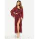Women's Pajamas Women Female Normal Lace Super Sexy Party Chemises Gowns Robes Lingerie - POLY Daily Wear Date Solid Colored Robes White Black Burgundy S M L