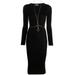 Cable-link Chain Layered Midi Dress - Black - Elisabetta Franchi Dresses