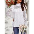 Women's Lace Shirt Going Out Tops Blouse Plain Sexy Flower Party Holiday Going out Lantern Sleeve White Pink Wine Lace Long Sleeve Fashion Romantic Sexy Turtleneck High Neck Form Fit Spring Fall