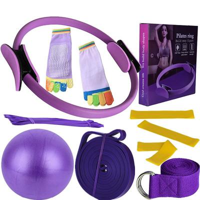 Pilates Circle Ten Piece Yoga Ball Latex Elastic Ring Resistance Belt Stretch Band Yoga Socks Fitness Set