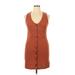 Madewell Casual Dress - Sheath Scoop Neck Sleeveless: Brown Solid Dresses - Women's Size X-Large