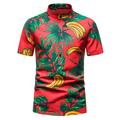 Men's Casual Shirt Summer Shirt Beach Shirt Summer Hawaiian Shirt Floral Shirt Black Red Green Deep Blue Dark Blue Short Sleeves Floral Print Standing Collar Hawaiian Holiday Button-Down Clothing