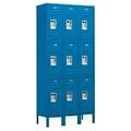 Salsbury Industries Standard Metal Locker - Triple Tier - 3 Wide - Blue - Assembled