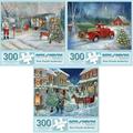 Bits and Pieces - Value Set of Three (3) 300 Piece Jigsaw Puzzles for Adults - Puzzles Measure 18 x 24 - 300 pc Santa Christmas Delivery Holiday Caroling Winter Snow Jigsaws by Artist Ruane Manning