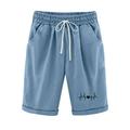 nerohusy Women s Linen Bermuda Shorts for Women Athletic Womens Casual Elastic Waist Shorts Summer Drawstring High Waisted Shorts with Pockets 2024 Blue XL