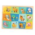 Almencla Wooden Toy Animal Jigsaw Puzzle Educational Learning Puzzles Set Baby Hand Grab Board Wood 3D Puzzles for Girls and Boys C