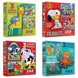 Ceaco | 4 Sets of 3-in-1 Puzzle Multipacks | 24 & 48 Piece Jigsaw Puzzle Value Pack Bundle #1 | Limited Edition | 12 Total Puzzles Included | Puzzles for Kids