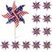 Wind Spinners Outdoor 12Pcs American Flag Patriotic Pinwheels Red White and Blue Decorations Garden Wind Spinners Patriotic Outdoor Decor Windmills for Yard Garden Party Supplies Memorial Day