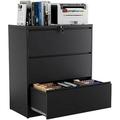 LLBIULife Lateral File Cabinet 4 Drawer Metal File Cabinet with Lock Mordern File Cabinet Cabinet for Legal/Letter A4 Size and Office Home Steel Black
