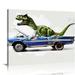 Nawypu T-Rex in Blue Convertible Poster: Tyrannosaurus rex Driving Wall Art Decor - Perfect for Living Rooms Bedrooms and Kids Spaces (Stretched Canvas )