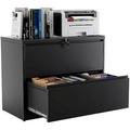 LLBIULife Lateral File Cabinet 4 Drawer Metal File Cabinet with Lock Mordern File Cabinet Cabinet for Legal/Letter A4 Size and Office Home Steel Black