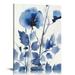 Shiartex Blue Flowers Wall Prints Blue Wall Decor Abstract Flowers Painting Watercolor Flowers Prints Navy Blue Flowers Poster Blue Abstract Art Prints Watercolor Botanical Wall Art 16x20 in/12x16 in