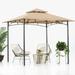 ABCCANOPY 9 x9 Patio Gazebo With Double Soft Roof Canopies for Shade and Rain Khaki
