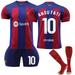 XNB 2023-2024 FC Barcelona Home Jersey #10 Ansu Fati Sportswear Soccer Jersey Activewear Set