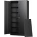 U-SHARE Metal Storage Cabinets with Lock Tall Locker Organizer Steel Cabinets Adjustable Layers Shelves 2 Doors for Home Office Warehouse Garage Industrial Employee Lockers (Black)