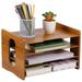 Wooden Filing Letter Trays Holder Office Desk Paper Document Organiser 4 Tier