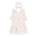 Cat Princess Dress Flutter Sleeve Cute Comfortable Cotton Elegant Dog Dress for Spring Summer Pink and White Plaid L