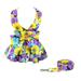 Pet Outfits Floral Dog Dress Bowknot Harness Leash Set- Lightweight and Soft Dog Harness Small Dog Harness and Leash Set with Dog Leash Suitable for Puppy Small and Medium-Sized Dog (Size S-XXL)