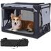 Collapsible Dog Crate Large 38 Inch Portable Travel Dog Soft Crate With Detachable Storage Bag and Double-Sided Mat Bed Beds Pet