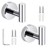 Lieonvis Towel Hooks Bathroom Coat Hook Robe Hook 304 Stainless Steel Bathroom Clothes Cabinet Closet Sponges Robe Hook Wall Mounted Round Kitchen Heavy Duty Door Hanger 2 Packs