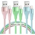 iPhone Charger [Apple Mfi Certified] 3 Pack 10ft Lightning Cables Fast Charging iPhone Cord Compatible with iPad iPod Multi-Color