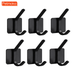 Adhesive Hooks 3 inch Heavy Duty Wall Hooks Waterproof Aluminum Hooks for Hanging Coat Hat Towel Robe Key Clothes Closet Hook Wall Mount for Home Kitchen Bathroomï¼ŒOffice (6 Black)