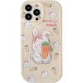 Yellow Bunny Phone Case Compatible with iPhone 13 Pro Cute 3D Korea Lovely Rabbit Carrot Cartoon Case with Rabbit Hold Stand for Women Girls