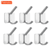 Adhesive Hooks 3 inch Heavy Duty Wall Hooks Waterproof Aluminum Hooks for Hanging Coat Hat Towel Robe Key Clothes Closet Hook Wall Mount for Home Kitchen Bathroomï¼ŒOffice (6 Silver)