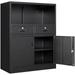 LLBIULife Locking Cabinet with 2 Drawers Metal Cabinet with Locking Doors and Shelves - 41.3 Steel Lockable Cabinet Metal Cabinet for Home Office Garage School (Black)