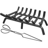 Fireplace Grate 30 Inch Heavy Duty Wrought Iron Fireplace Log Grate 3/4 Bar Fire Grates with Fire Log Tongs Firewood Log Burning Rack for Outdoor Wood Stove Pit & Fireplace Log Holder Indoor