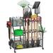 for Garage 3 Tier Utility Yard Tool Organizer and Storage Holder with Wheels Large Garden Tool Rack with Extra Storage Basket for Garden/Shed/Garage/Yard/Basement/Lawn