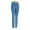 Joe's Jeans Jeggings - Mid/Reg Rise Skinny Leg Boyfriend: Blue Bottoms - Women's Size 29 - Stonewash