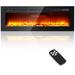 50 in-Wall Recessed and Wall-Mounted Electric Fireplace with Remote Control 12 Realistic 3D Flame Colors 750/1500W Heater Adjustable Flame Color and Brightness Timer Log and Crystals