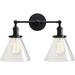 Double Sconce Industrial 2-Lights Wall Sconces with Funnel Flared Glass Clear Glass Shade ()