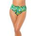 Plus Size Women's Faux Tortoise Shell Ring Bikini Bottom by Swimsuits For All in Groovy Green Leaves (Size 24)