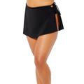 Plus Size Women's Asymmetrical Side Tie Swim Skirt by Swimsuits For All in Black (Size 30)