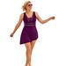 Plus Size Women's Diamante Trim Asymmetrical Swimdress by Swimsuits For All in Spice (Size 26)