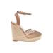 Jessica Simpson Wedges: Espadrille Platform Casual Tan Print Shoes - Women's Size 7 1/2 - Open Toe