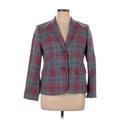 Talbots Blazer Jacket: Below Hip Red Plaid Jackets & Outerwear - Women's Size 16