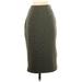 T Tahari Casual Pencil Skirt Midi: Green Solid Bottoms - Women's Size Small